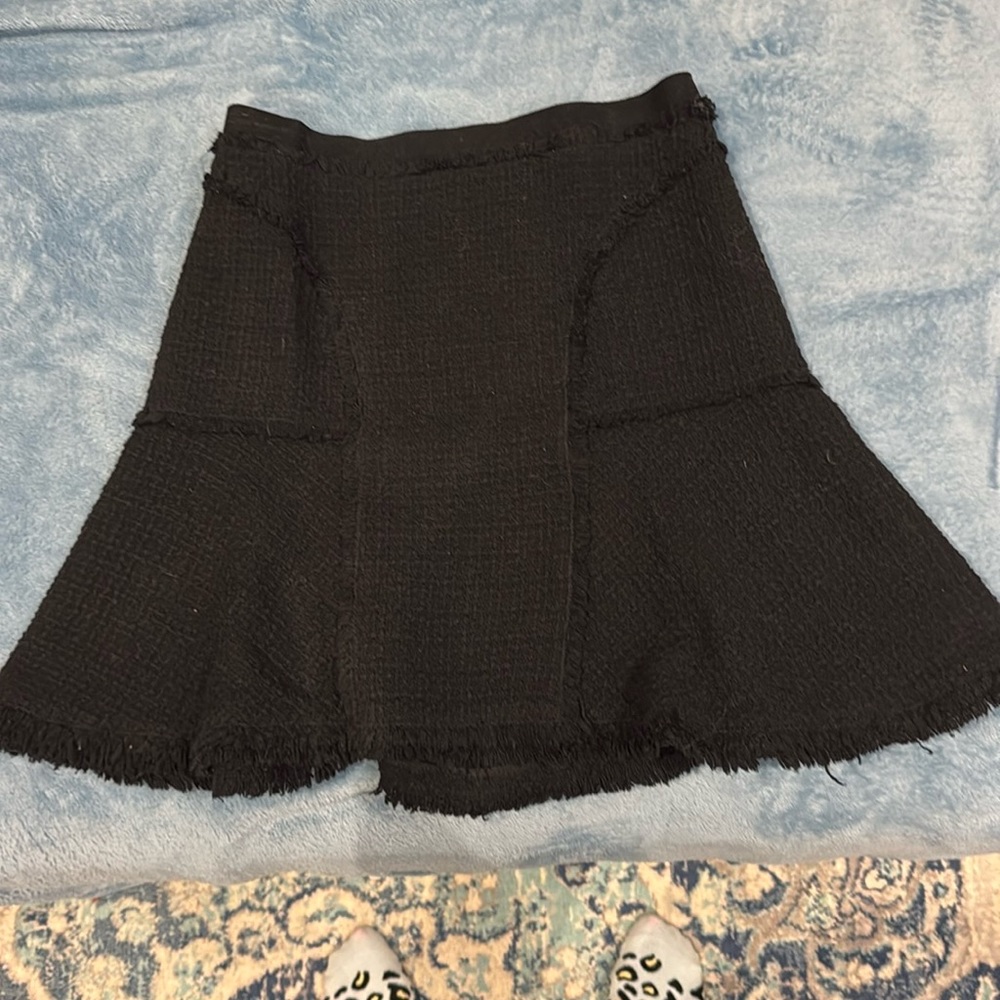 Fringe trim Rebecca Taylor tweed skirt